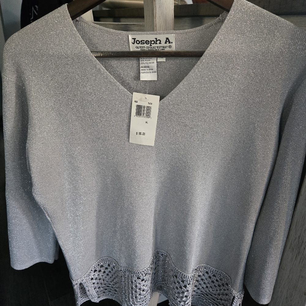 Joseph A Silver V-Neck Sweater